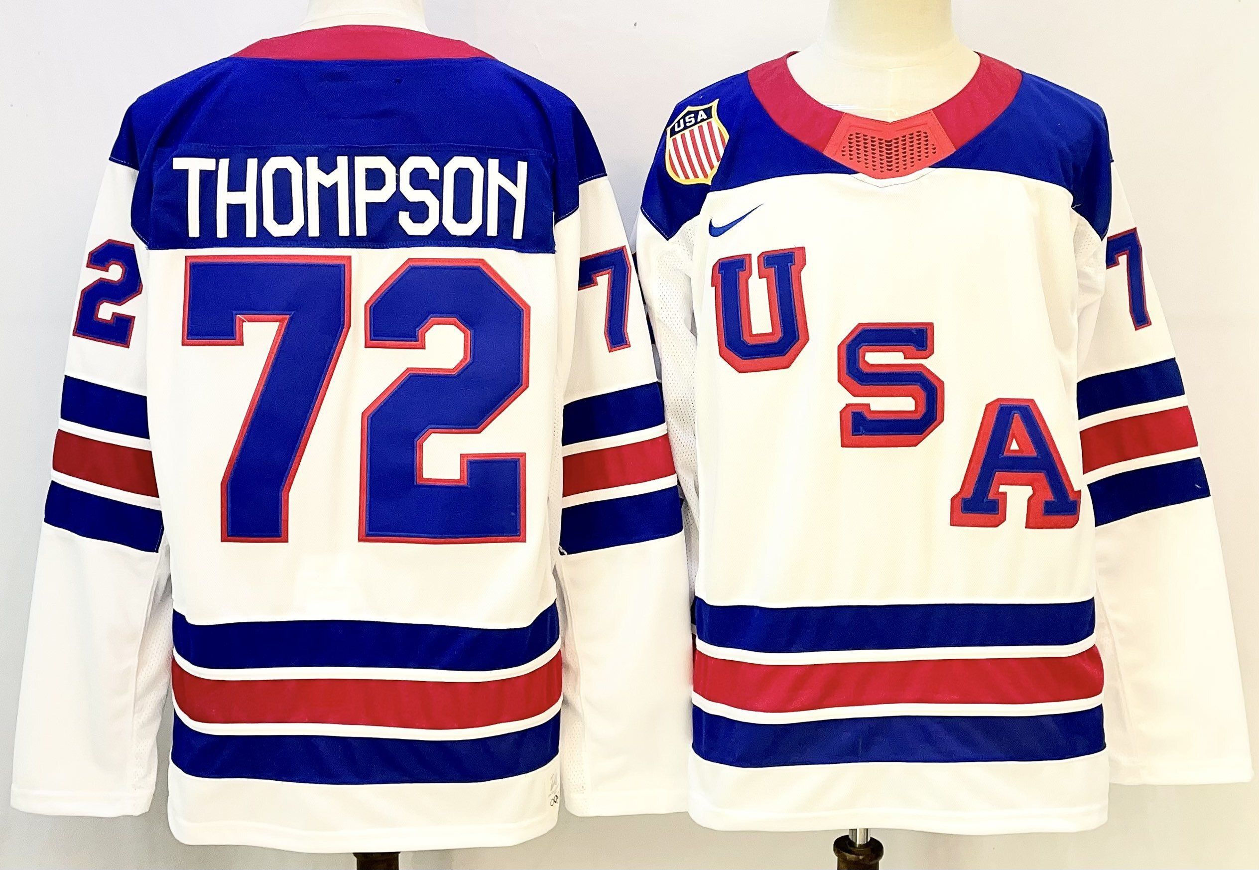 Men USA #72 Thompsoh White Nike 2026 NHL jersey 01